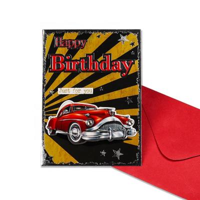 China 300gsm One Side Coated Paper Wholesale Custom Emboss Greeting Happy Birthday Cards for sale