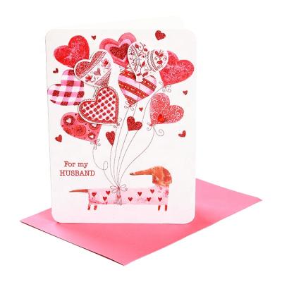 China 300gsm one side coated full paper love to husband glitter valentine wholesale luxury card for sale