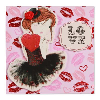 China 300gsm Coated Valentine Cards Happy Valentine Day Wholesale Paper Girl Loving Design for sale