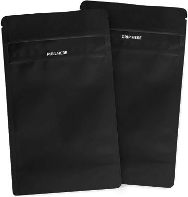 China Spice Kid Resistant Smell Proof Ziplock Bags Matt Black Food Storage Mylar Bags for sale