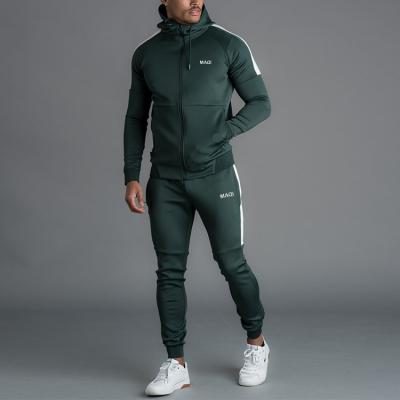 China Wholesale Custom Anti-UV Clean Logo Men Cotton Gym Tracksuits Set Fashionable Slim Fitted Sweatsuit Tracksuit for sale