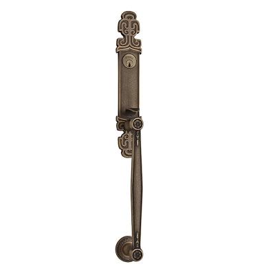 China Exterior luxury wooden door and door handles H59 solid brass antique mortise metal door locks and handles for sale