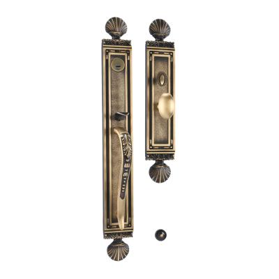 China Wood Door and Metal Door Darken Finish Antique Brass Solid Forged Handleset Entrance Brass Door Locks for sale