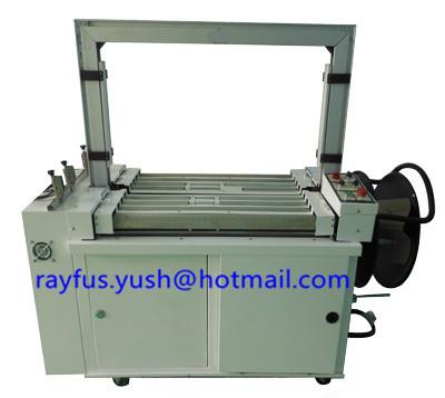 China Inline Automatic PP Strapper Machine, PP Belt heated strapping, motorized roller transfer for sale