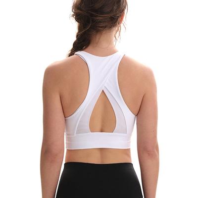 China Breathable Women High Neck Drop Sports Yoga Bra Mesh Compression Training Gym Fitness Wear Support Bra for sale