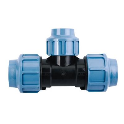 China For Cold And Hot Water Supplying DN20-110 HDPE Pipe Compression Fittings PP Compression Elbow HDPE Fitting Pipe Fittings Reducing Tee Type G For Water Supply for sale