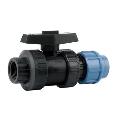 China KEXING IRRIPLAST OEM ISO 17885 CE ISO14236 PN16 General Irrigation Push Fit Ball Valves HDPE PVC DOUBLE UNIONS Compression Fittings PP for sale