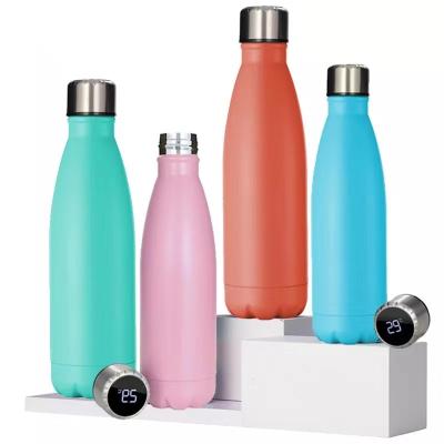 China Sustainable Cola Bottle Stainless Steel Smart Water Bottle With Led Temperature Display for sale