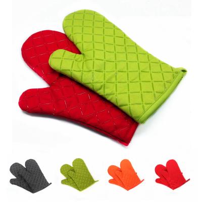 China Custom Logo Heat Resistant Silicone Cotton Kitchen Cooking Oven Mitt Extra Long for sale