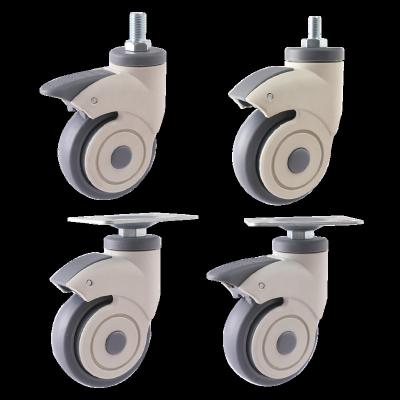 China Modern 5 Inch Strong Top Plate Fitting Medical Trolley Cart Wheels Nylon Caster For Hospital Furniture Wheels for sale