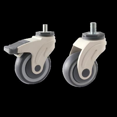 China PIVOT 4 Inch Nylon Swivel TPR Wheel Wire Stem Medical Caster For Hospital Bed for sale