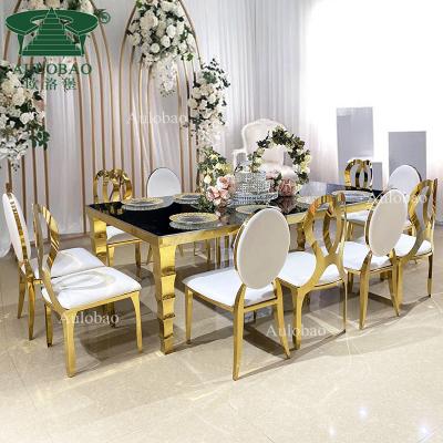 China (Other)Adjustable Dining Morrored Too Modern Design Gold Metal Glass Legs Wedding Table for sale