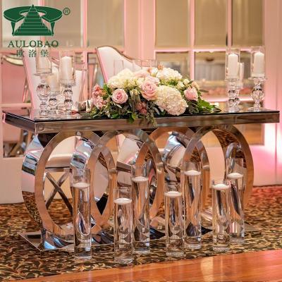 China (Other) Adjustable silver mirrored stainless steel top to marry table and chairs for sale