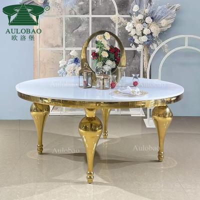 China Stainless Steel Adjustable Frame Ceremony 8 Seaters Glass Wedding Banquet (Other) Dining Table for sale