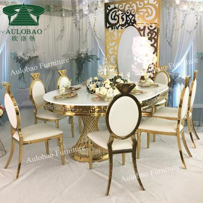 China Adjustable base MDF main 12 seater (other) banquet hall golden dining table luxury for sale