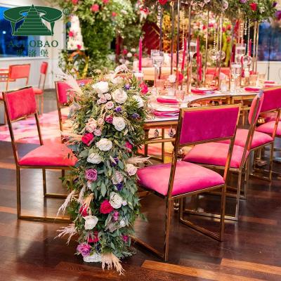 China Modern Events Used Velvet Seat Stainless Steel Frame Luxury Wedding Chair for sale