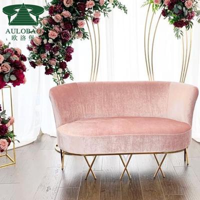 China (Other) 2 Seaters Wedding Lounge Pink Adjustable Comfortable Velvet Sofa Luxury for sale