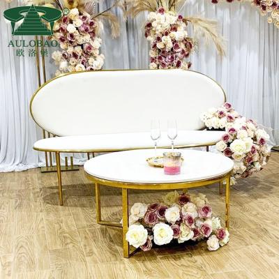 China Modern Stainless Events Bargain Seat Upholstered Royal Wedding Couple Sofa for sale