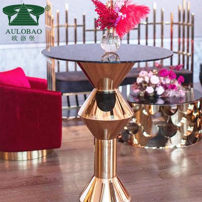 China Wedding Party Modern Gold Metal High Top Bar Table Chair Set for sale