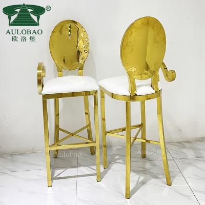 China Modern Commercial Bar Chair Furniture Gold Stainless Steel Fancy Bar Stools High for sale