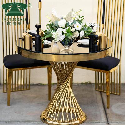 China Gold Adjustable Metal Base Bride and Groom Glass Top Wedding Cake Table Wedding (The Other) for sale