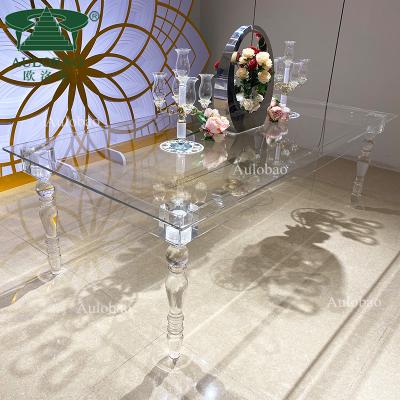 China Adjustable(Other) Wedding Furniture 4 Legs Clear Acrylic Wedding Banquet Table Arrangements Wholesale for sale