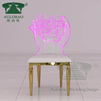 China (Other)Adjustable Clear Acrylic Led Back Modern Stainless Steel Chair Pink Modern Dining for sale