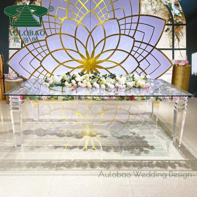 China Wedding Party Adjustable Modern Clear Material Rectangle (Other) Acrylic Banquet Dining Table for sale