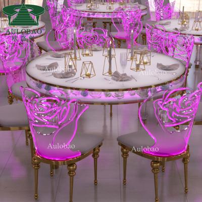 China LED Light Round Adjustable Wedding Furniture Acrylic Table (Other) Set For Events for sale