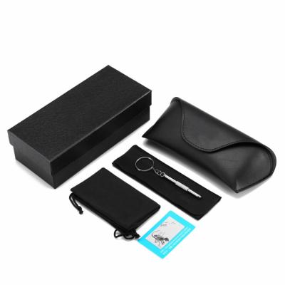 China Glasses Packing 2022 Custom Logo Stock Eyeglasses Soft Cases Glasses Bag Fashion Glass Black Box PU Leather Sunglasses Packaging for sale