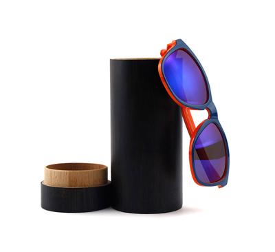 China Current advanced tinting cylinder LOGO Bamboo Wood Glasses Case custom brand goods luxury quality original box eye protection decoration for sale