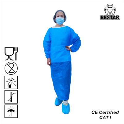 China Avental protetor descartável do CPE do uso médico da indústria alimentar com o vestido elástico do revestimento do CPE dos punhos à venda