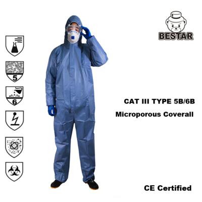 Китай Тип Coverall Microporous фильма предохранения от вируса 5B/6B EN14126 медицинский для больницы продается