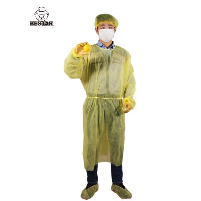 Chine Yellow Disposable Isolation Gown Medical Isolation Gowns For Protection à vendre