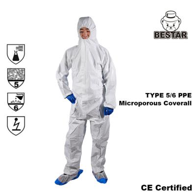 Китай Тип аттестованный CE Microporous фильма 5/6 устранимый медицинский Coverall продается