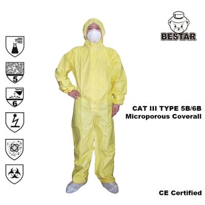 Китай Тип костюм кота III устранимых медицинских Coveralls 5B/6B химический защитный для больницы продается