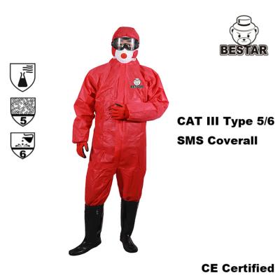 China Breathable Wegwerf-ART 5/6 SMS-Bau-Overall zu verkaufen