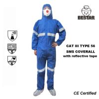 China Cat III Reflective Disposable Painters Coveralls Disposable Isolation Coveralls Type 5/6 for sale