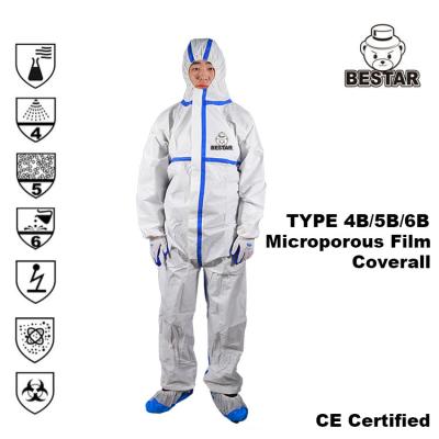 Китай Тип 456 устранимый защитный костюм прокатал не сплетенный Coverall продается