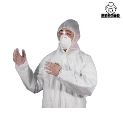 China White SPP PE Disposable Protective Coverall Work Suits For Food Processing for sale