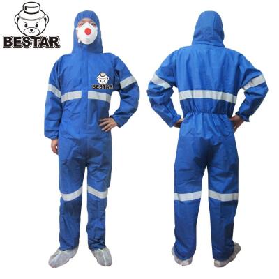 Китай Breathable устранимый защитный Coverall Coverall SMS отражательный НАПЕЧАТАТЬ 5 6 продается