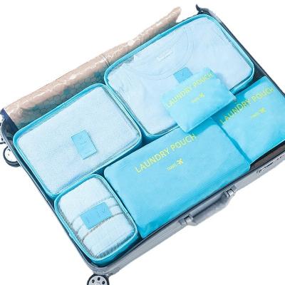 China Sustainable Custom Logo Luggage 6 Pcs Compression Travel Bag Set Packing Cube Travel Clothes Organizer Packing Cube for sale