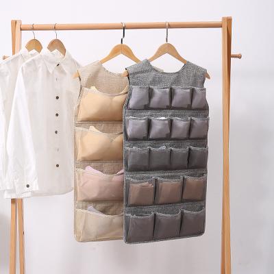 China Viable Multifunctional Hanging Foldable Underwear Storage Bag Bra With Hook Socks Organizer Wardrobe Storage Bag for sale