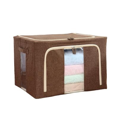 China Durable Non-woven Foldable Wardrobe Organizer Basket Bag Extra Clothes Organizer Box Fabric Storage Box With Window for sale