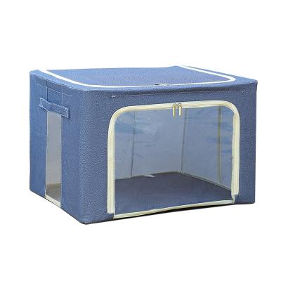 China Sustainable Home Room Clothing Finishing Container Box Organizer Large Capacity Zipper Storage Box With Clear Window for sale