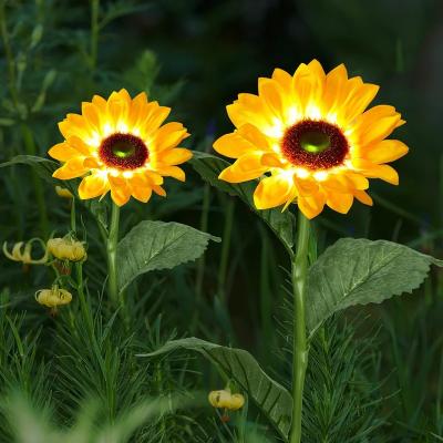 China Waterproof Garden Flowers Landscape Decorative Flower Lamps Solar LED Garden Sunflower Stake Lights Outdoor for sale