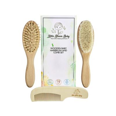 China Wholesale Mordern Baby Health Care and Grooming Kit Baby Care Baby Hair Brush and Kids Natural Goat Hair Wooden Comb Set for sale