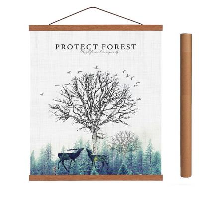 China Creative Natural Wood Hanger Kit Wooden Hangers Magnetic Artwork Europe\North America DIY Picture Frame Painting Poster Wall Hanging for sale