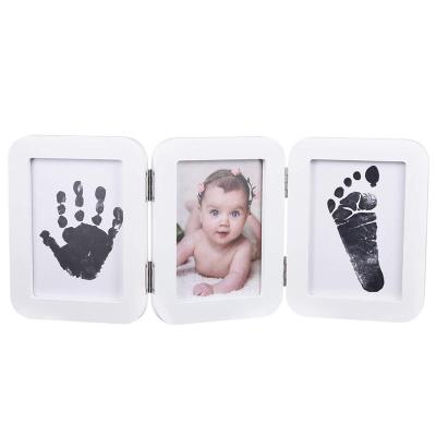 China Babyprints Trendy Newborn Baby Handprint and Footprint Desktop Photo Frame and Print Kit with Easy to Use Clean Touch Pad for sale