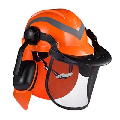 China Building and Construction Projects Full Face Hard Shell Hat Helmet With Visor Sun Shade ABS Safety Orange Protective Construction for sale